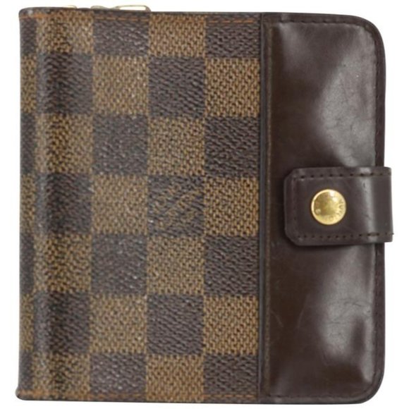 AUTHENTIC Louis Vuitton Brown Damier Ebene Compact Zip Wallet - Picture 1 of 9